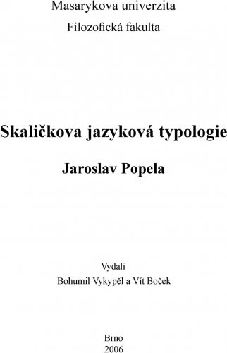 Skaličkova jazyková typologie