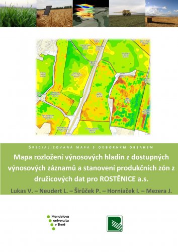 Mapa rozložení výnosových záznamů a stanovení produkčních zón z družicových dat pro Rostěnice a.s.