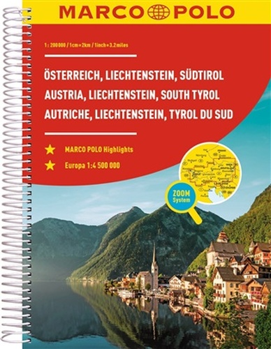 Rakousko, Lichtenštejnsko, Jižní Tyrolsko: autoatlas - Marco Polo