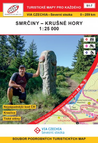 VIA CZECHIA - Severní stezka, úseky Smrčiny - Krušné hory 1 : 25 000